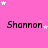 Pink background with white stars and repeated black text "Shannon" in a pattern