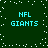 Green background with white pixel dots and cyan text reading 'NFL GIANTS' in four identical quadrants.