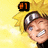 Pixelated anime character with spiky yellow hair and a metal headband, smiling broadly against a bright yellow background.