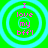 Four identical circular icons with cyan rings on a green background, each displaying pink text "I love my bff!" in pixelated font.
