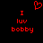 Red pixelated text and heart symbol on black background, with 'I luv bobby' repeated twice.