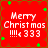 Red background with green star decorations and white text reading "Merry Christmas !!!!< 333" in four identical quadrants.