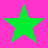 Four green five-pointed stars arranged in a on a solid pink background