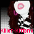 Pixelated image of a character with long brown hair holding a white sign with pink spiral, red text at bottom reads "Killer-Kitten!".