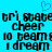 Blue background with pixelated black text repeating 'tri state cheer to teams i dream' and a small blue heart symbol above the text.
