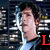 Pixelated image of a person with dark hair against a cityscape background, with changing text overlays in different colors.