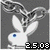 Pixelated grayscale image of a white rabbit-like figure with large ears and blue eye, holding a chain against dark background with '2.5.08' text at bottom right.