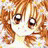 Pixelated anime-style character face with large eyes and orange-brown hair on left, black background with white text "Anime IM" and stylized signature on right.