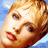 A 48x48 pixel animated contact sheet showing three sampled frames of a celebrity character with blonde hair and red lips, arranged in a 2x2 grid with one empty gray cell.