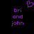 Purple pixelated text and heart symbol on black background, with identical left and right sections.