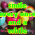 Pixelated green text reading 'smile', 'energy', 'and', 'while' overlaid on a blurred background with pink, yellow, and blue shapes.