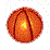 Pixelated basketballs in four of four, each with distinct line patterns and light reflections on orange surfaces
