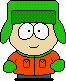 Pixelated cartoon character with green hat and orange jacket, showing sequential animation frames of eye brightness changes.