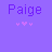 Animated contact sheet showing 11 frames of a purple-themed buddy icon with the name "Paige" and floating star effects on black background.