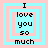 Four identical pixelated text arranged in a , each displaying "I love you so much" in black font on a light blue background with pink borders