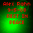 Red pixelated text on green background reads 'Alex Rahn 9-5-08 REST IN PEACE' with subtle green glow variations across four views.