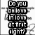Black and white pixelated text blocks ask 'Do you believe in love at first sight?' then transition to 'or should I walk by again?', with a lower section showing blurred text about loving someone.