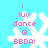 Pixelated snowflake icon with pink text 'i luv dance @ BBDA!' on cyan background, showing animation variations in snowflake shape and text clarity.