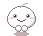 Two pixelated white circular characters with gray outlines, pink cheeks, and small antennae on a light gray background.