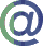 Four @ symbol icons arranged in a 2x2 grid, each with distinct color schemes and gradient styles on a gray background.
