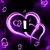 Purple neon heart outlines with white text reading "I Love" and "Sawyer Soo Hott!!" on a dark purple background with scattered hearts.