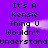 Purple background with black pixelated text reading "It's A Kensie Thing U Wouldn't Understand" repeated twice, featuring a white glowing rectangular outline that shifts position across observations.