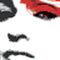 six showing a stylized face with red and white tones, transitioning to red backgrounds with "MADONNA AMERICAN LIFE" text and black stars
