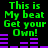 Green pixelated text reads "This is My beat Get your Own!" above purple audio waveforms on a black background, with two identical copies of the same layout side-by-side.