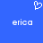 Blue background with white pixelated heart symbol above two instances of the word 'erica' in lowercase letters.