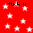 Red background with white stars and repeated black text 'fuck u' in pixelated font.