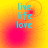 four identical with a yellow-orange gradient background, each containing blue text reading 'live', 'life', 'love' vertically stacked