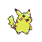 Pixelated yellow Pikachu with red cheeks and black eyes, shown in multiple poses across a