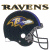 A 50x50 pixel animated contact sheet showing two frames of a Baltimore Ravens football helmet icon with "TRAVINS" text above and "OriginalIcons.com" branding on the right frame.