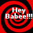 Four identical red and black spiral patterns with white text reading "Hey Babe!!!" arranged in a
