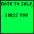 A 4x3 contact sheet of an animated AIM buddy icon showing sequential frames with green backgrounds and text changes from "I MISS YOU" to "terribly" in varying colors.