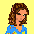Pixelated character with brown hair in blue pajamas featuring yellow duck patterns, standing against a bright yellow background.