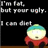 Pixelated image of a character with light skin, blue-green hair, red clothing, and black pants standing against dark background with text overlays.