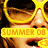 Pixelated close-up of a person's face with yellow border, showing nose and mouth area, overlaid by bright yellow banner reading 'SUMMER 08' in orange text.