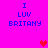 Pixelated text "I LUV BRITANY" in blue on bright pink background with red heart symbols appearing and disappearing.