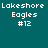 Four variations of a teal background with white text reading 'Lakeshore Eagles #12' and black rectangular bars in different positions.