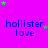 identical 'hollister love' text icons on a bright purple background with scattered green and gray stars