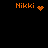 Four orange pixelated 'Nikki' text icons with distinct animated symbols on black background, each icon's symbol changes across observations.