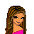 Pixel art contact sheet showing multiple views of a cartoon woman in pink outfit with text elements and partial leg/foot view.