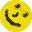 Yellow circular icon with black smiley face elements in various configurations