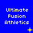 Blue background with white text reading "Ultimate Fusion Athletics" repeated across three , each containing three identical text blocks