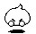 Two pixelated white characters with black outlines on gray background; left character has closed eyes and feet, right character has open mouth, pink cheeks, floating hearts.