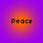 Four identical circular icons arranged in a , each displaying the word "Peace" in black pixelated text over an orange-to-purple gradient background