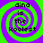Four identical spiral patterns with green and purple colors, each containing the text "dina is the kooolest" in black pixelated font.