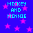 Blue background with pink stars and cyan text reading "MICKEY AND MINNIE" in four identical quadrants.
