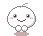 Two pixelated white circular characters with gray outlines, pink cheeks, and small gray antennae on a gray background, one smiling with closed eyes and the other with open eyes and a red mouth.